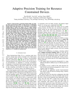 Adaptive Precision Training for Resource Constrained Devices