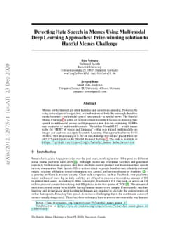 Detecting Hate Speech in Memes Using Multimodal Deep Learning
  Approaches: Prize-winning solution to Hateful Memes Challenge