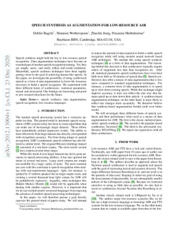 Speech Synthesis as Augmentation for Low-Resource ASR