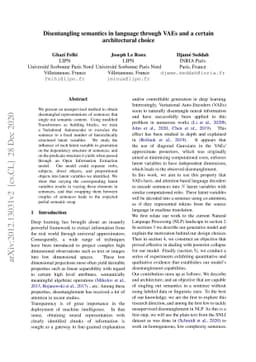 Disentangling semantics in language through VAEs and a certain
  architectural choice