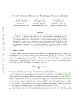 Upper Confidence Bounds for Combining Stochastic Bandits