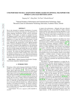 Unsupervised neural adaptation model based on optimal transport for
  spoken language identification