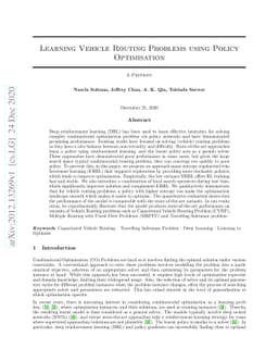 Learning Vehicle Routing Problems using Policy Optimisation