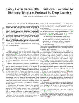 Fuzzy Commitments Offer Insufficient Protection to Biometric Templates
  Produced by Deep Learning