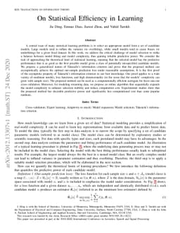 On Statistical Efficiency in Learning