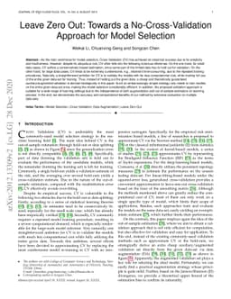 Leave Zero Out: Towards a No-Cross-Validation Approach for Model
  Selection