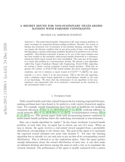 A Regret bound for Non-stationary Multi-Armed Bandits with Fairness
  Constraints