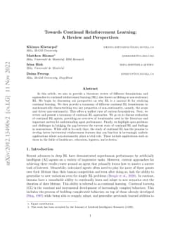Towards Continual Reinforcement Learning: A Review and Perspectives