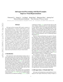 Self-supervised Pre-training with Hard Examples Improves Visual
  Representations