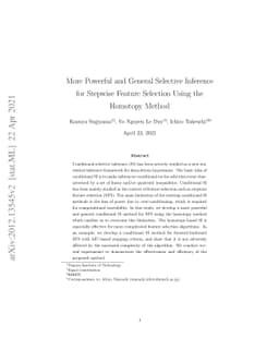 More Powerful and General Selective Inference for Stepwise Feature
  Selection using the Homotopy Continuation Approach