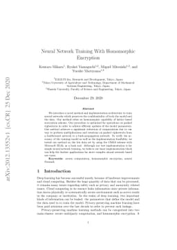 Neural Network Training With Homomorphic Encryption