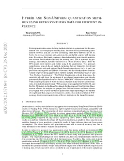 Hybrid and Non-Uniform quantization methods using retro synthesis data
  for efficient inference
