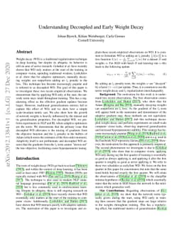 Understanding Decoupled and Early Weight Decay