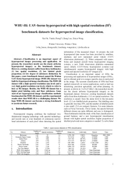 WHU-Hi: UAV-borne hyperspectral with high spatial resolution (H2)
  benchmark datasets for hyperspectral image classification