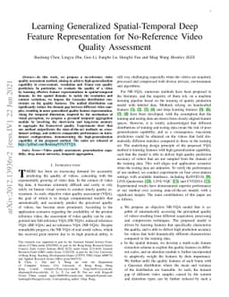 Learning Generalized Spatial-Temporal Deep Feature Representation for
  No-Reference Video Quality Assessment