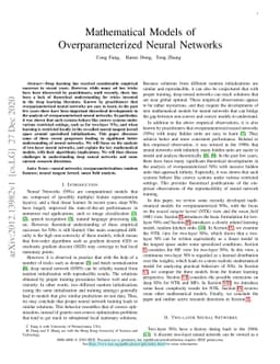 Mathematical Models of Overparameterized Neural Networks