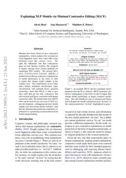 Explaining NLP Models via Minimal Contrastive Editing (MiCE)