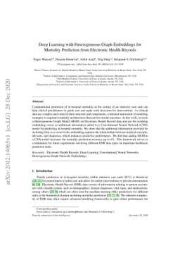 Deep Learning with Heterogeneous Graph Embeddings for Mortality
  Prediction from Electronic Health Records