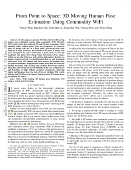 From Point to Space: 3D Moving Human Pose Estimation Using Commodity
  WiFi