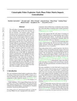 Catastrophic Fisher Explosion: Early Phase Fisher Matrix Impacts
  Generalization