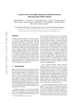Context-Aware Personality Inference in Dyadic Scenarios: Introducing the
  UDIVA Dataset