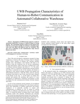 UWB Propagation Characteristics of Human-to-Robot Communication in
  Automated Collaborative Warehouse