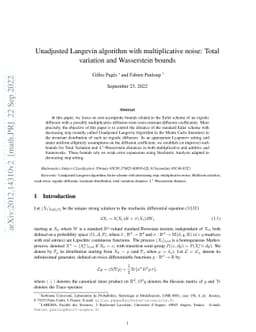 Unadjusted Langevin algorithm with multiplicative noise: Total variation
  and Wasserstein bounds