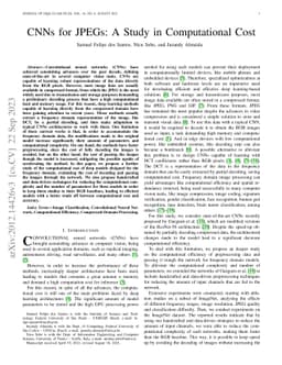 CNNs for JPEGs: A Study in Computational Cost