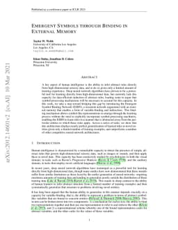 Emergent Symbols through Binding in External Memory