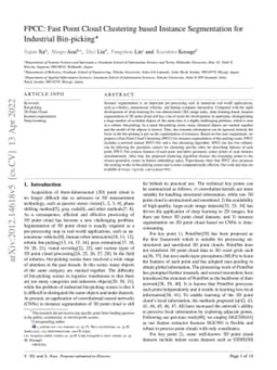 FPCC: Fast Point Cloud Clustering based Instance Segmentation for
  Industrial Bin-picking