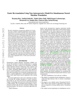 Faster Re-translation Using Non-Autoregressive Model For Simultaneous
  Neural Machine Translation