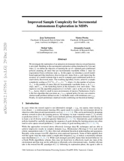 Improved Sample Complexity for Incremental Autonomous Exploration in
  MDPs