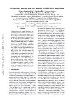 Few-Shot Text Ranking with Meta Adapted Synthetic Weak Supervision