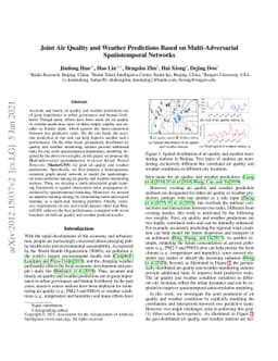 Joint Air Quality and Weather Prediction Based on Multi-Adversarial
  Spatiotemporal Networks