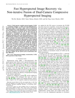 Fast Hyperspectral Image Recovery via Non-iterative Fusion of
  Dual-Camera Compressive Hyperspectral Imaging