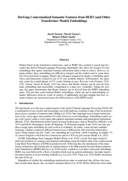 Deriving Contextualised Semantic Features from BERT (and Other
  Transformer Model) Embeddings