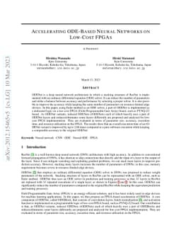 Accelerating ODE-Based Neural Networks on Low-Cost FPGAs