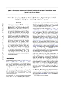 BANG: Bridging Autoregressive and Non-autoregressive Generation with
  Large Scale Pretraining