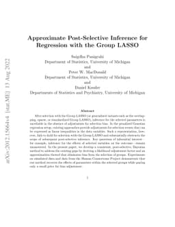 Approximate Post-Selective Inference for Regression with the Group LASSO