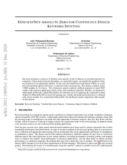 EfficientNet-Absolute Zero for Continuous Speech Keyword Spotting