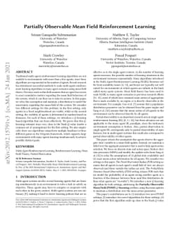Partially Observable Mean Field Reinforcement Learning