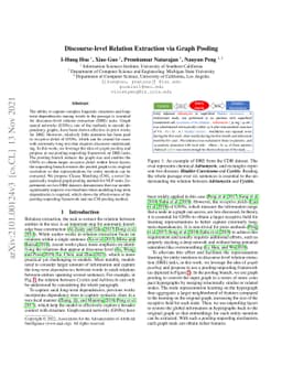 Discourse-level Relation Extraction via Graph Pooling