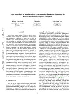 More than just an auxiliary loss: Anti-spoofing Backbone Training via
  Adversarial Pseudo-depth Generation