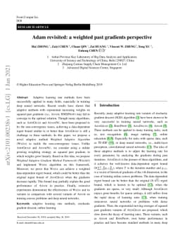 Adam revisited: a weighted past gradients perspective