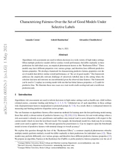 Characterizing Fairness Over the Set of Good Models Under Selective
  Labels