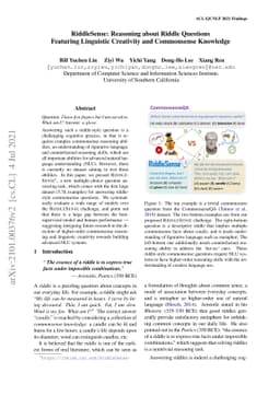 RiddleSense: Reasoning about Riddle Questions Featuring Linguistic
  Creativity and Commonsense Knowledge