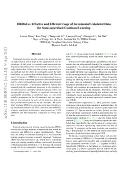 ORDisCo: Effective and Efficient Usage of Incremental Unlabeled Data for
  Semi-supervised Continual Learning