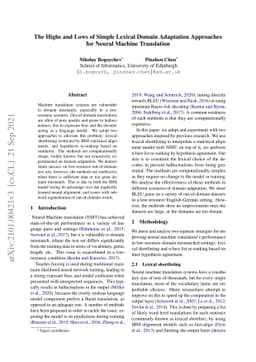 The Highs and Lows of Simple Lexical Domain Adaptation Approaches for
  Neural Machine Translation