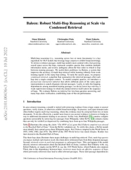 Baleen: Robust Multi-Hop Reasoning at Scale via Condensed Retrieval