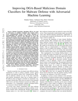 Improving DGA-Based Malicious Domain Classifiers for Malware Defense
  with Adversarial Machine Learning